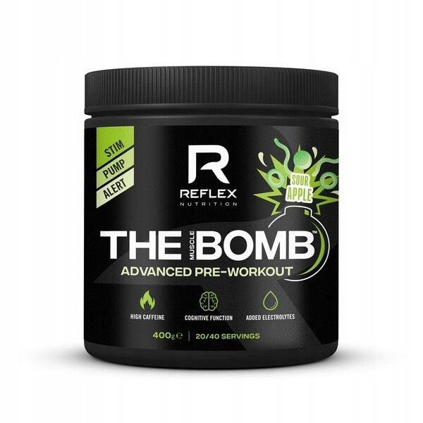 Reflex Nutrition – The Muscle Bomb, předtréninkový doplněk, příchuť kyselé jablko, 400 g