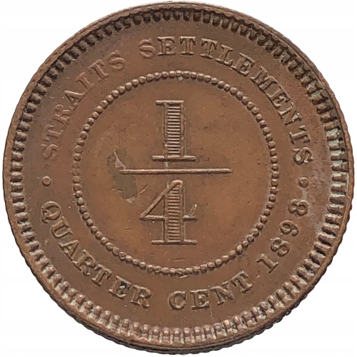 52986. Straits Settlements, 1/4 centa, 1898r.