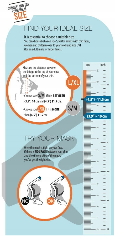 OCEAN REEF MASKA PEŁNOTWARZOWA ARIA CL PŁETWY DUO Model ARIA CLASSIC BLUE SM /DUO FINS BLACK