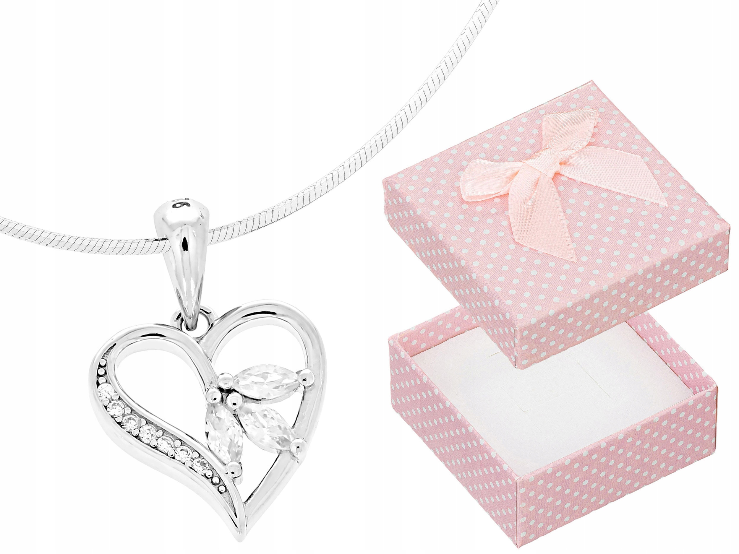 Dlouhý stříbrný dámský náhrdelník Srdce s zirkony Srdíčko Větvička 50 cm