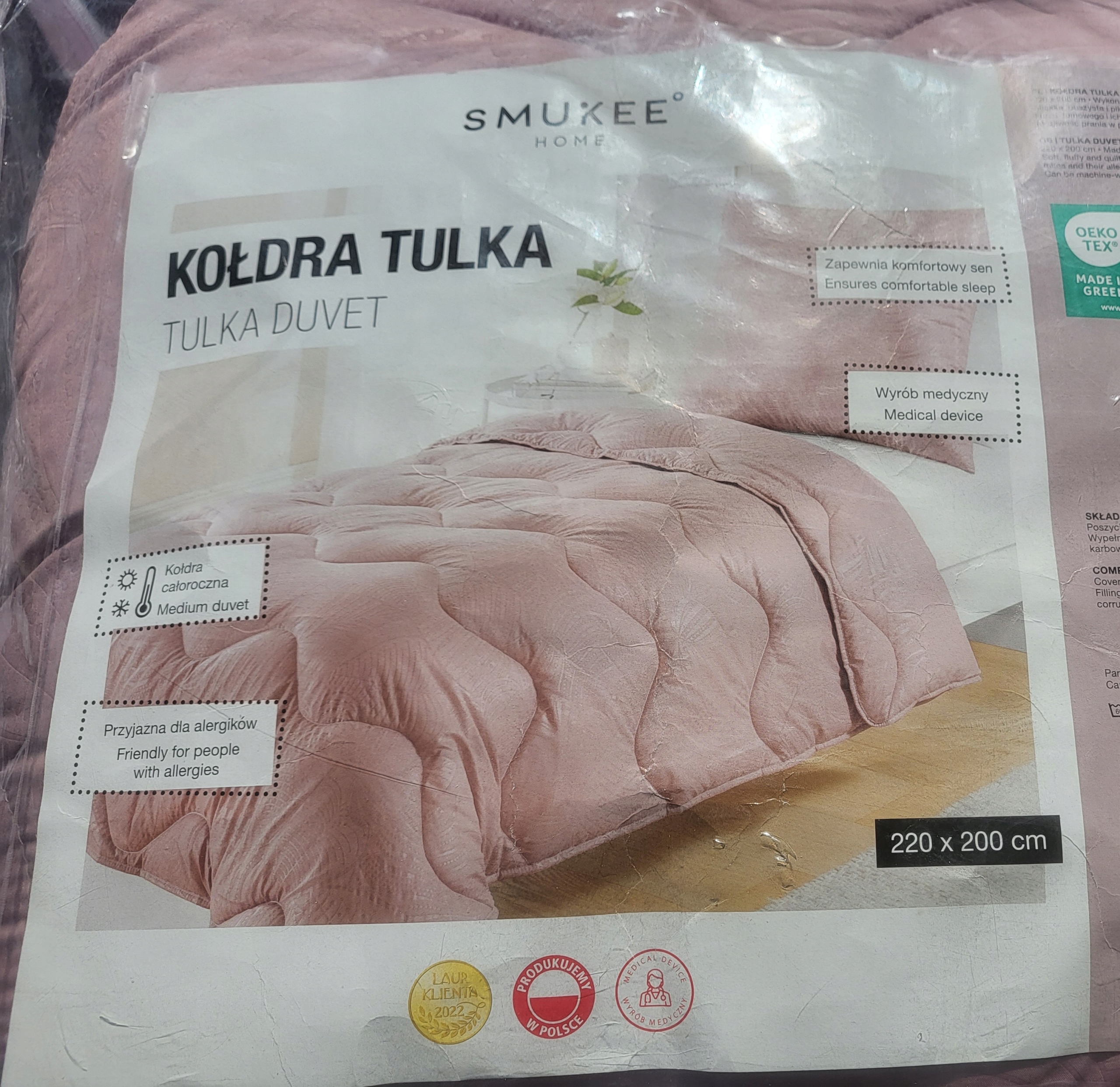 

Kołdra Tulka Smukee 220x200 cm Różowa wzór