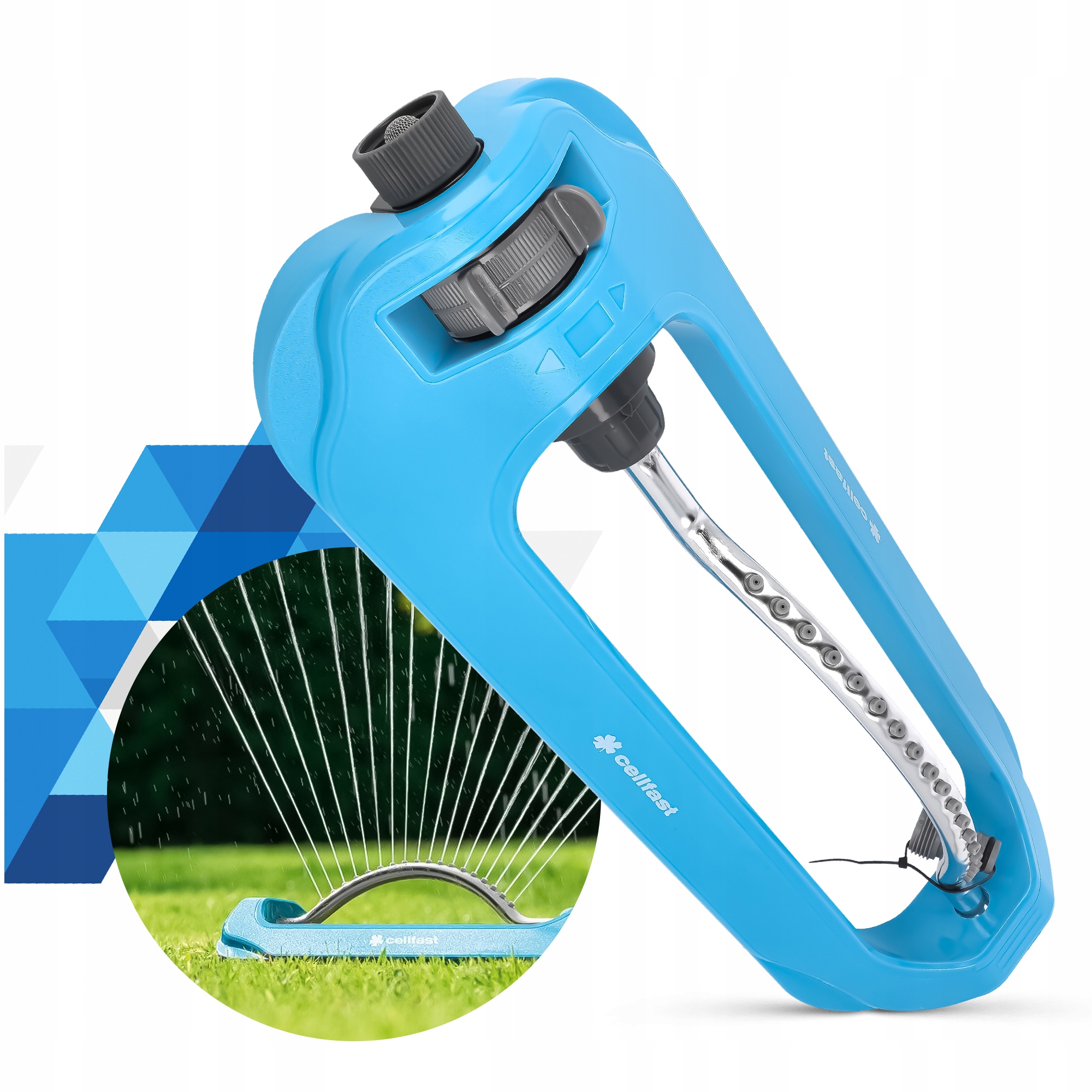 Zraszacz Ogrodowy Wahadłowy Cellfast TURBO IDEAL 18 DYSZ Na Trawnik 240m2 Typ naziemne