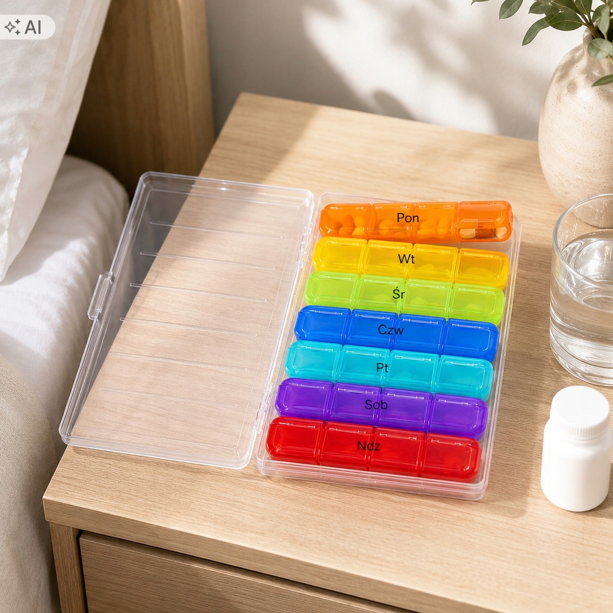 Pojemnik na leki tabletki kasetka 7 dni 4 pory dnia organizer