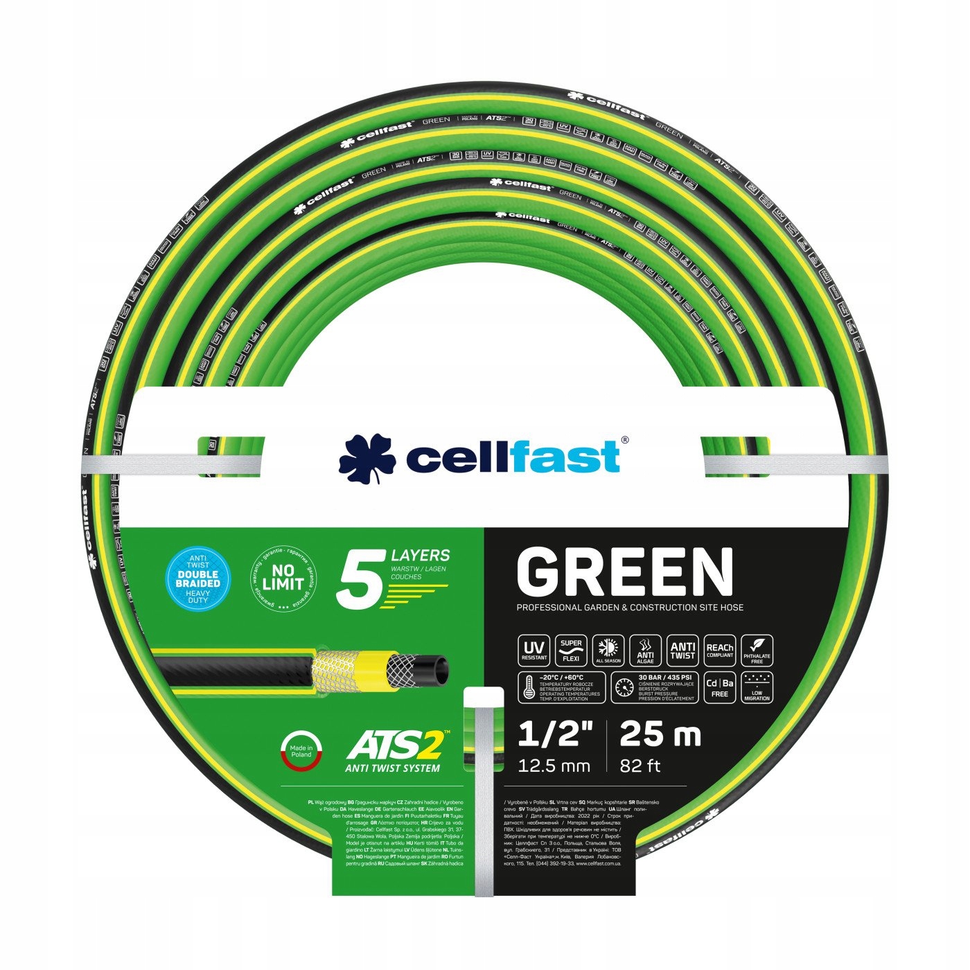 

Wąż Ogrodowy 1/2 25M Cellfast Green Nie Skręca Się