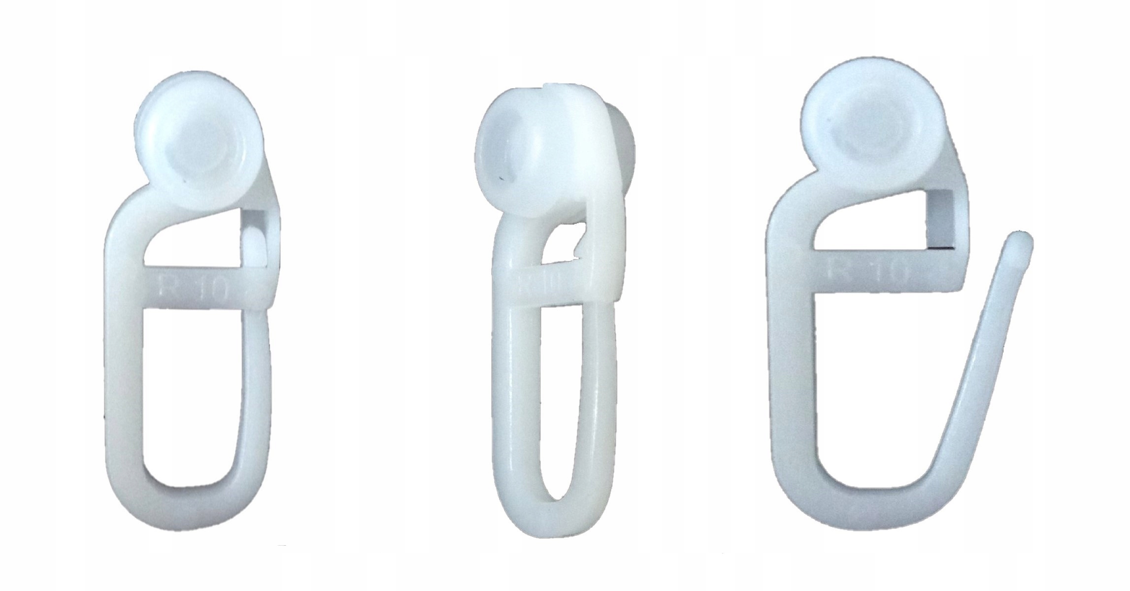 AGRAFKI Z ROLKĄ DO FIRANEK SZYNY PCV 100SZT. Materiał wykonania plastik