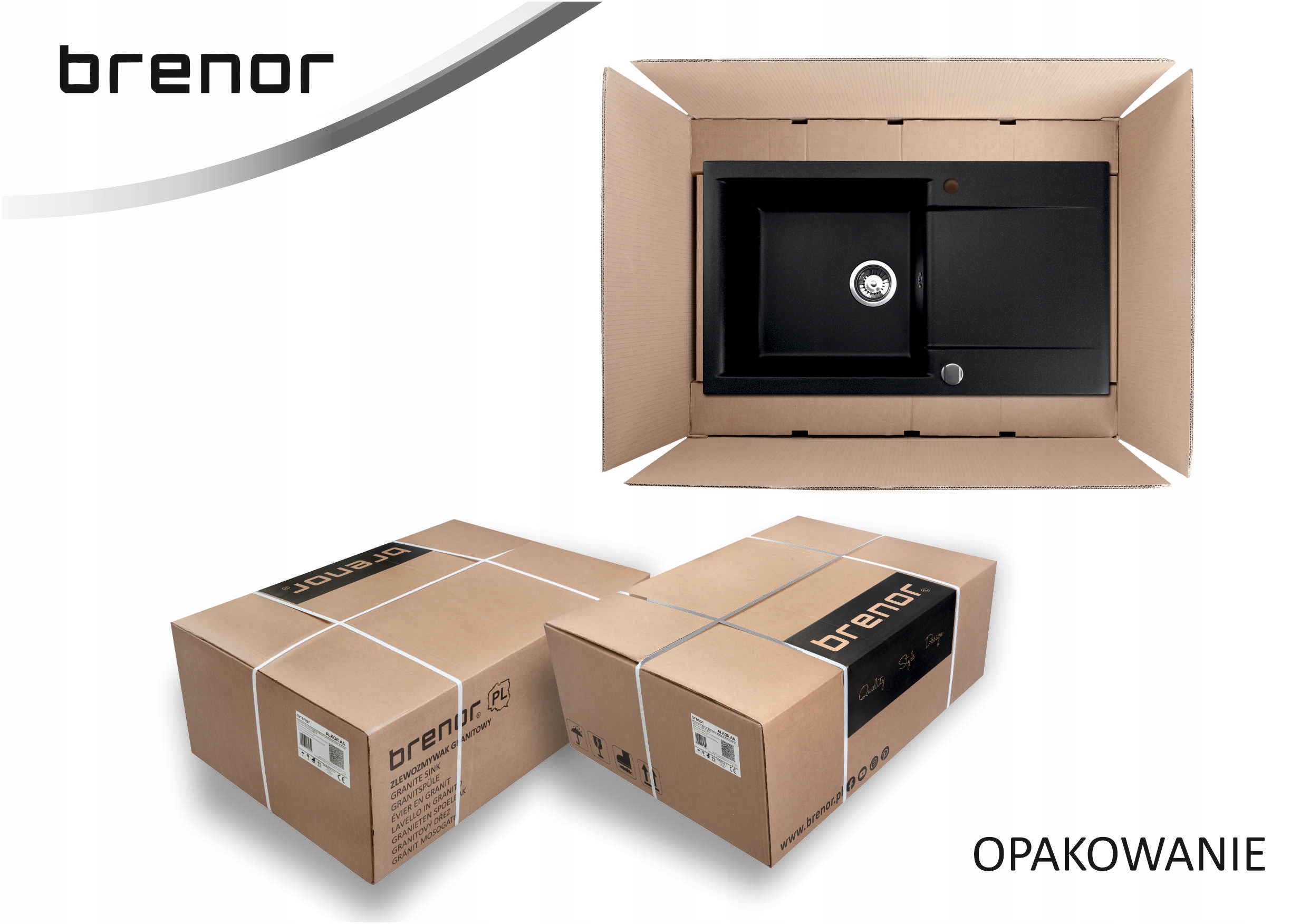 ZLEWOZMYWAK GRANITOWY Zlew kuchenny + Syfon ARGO Kolor czarny