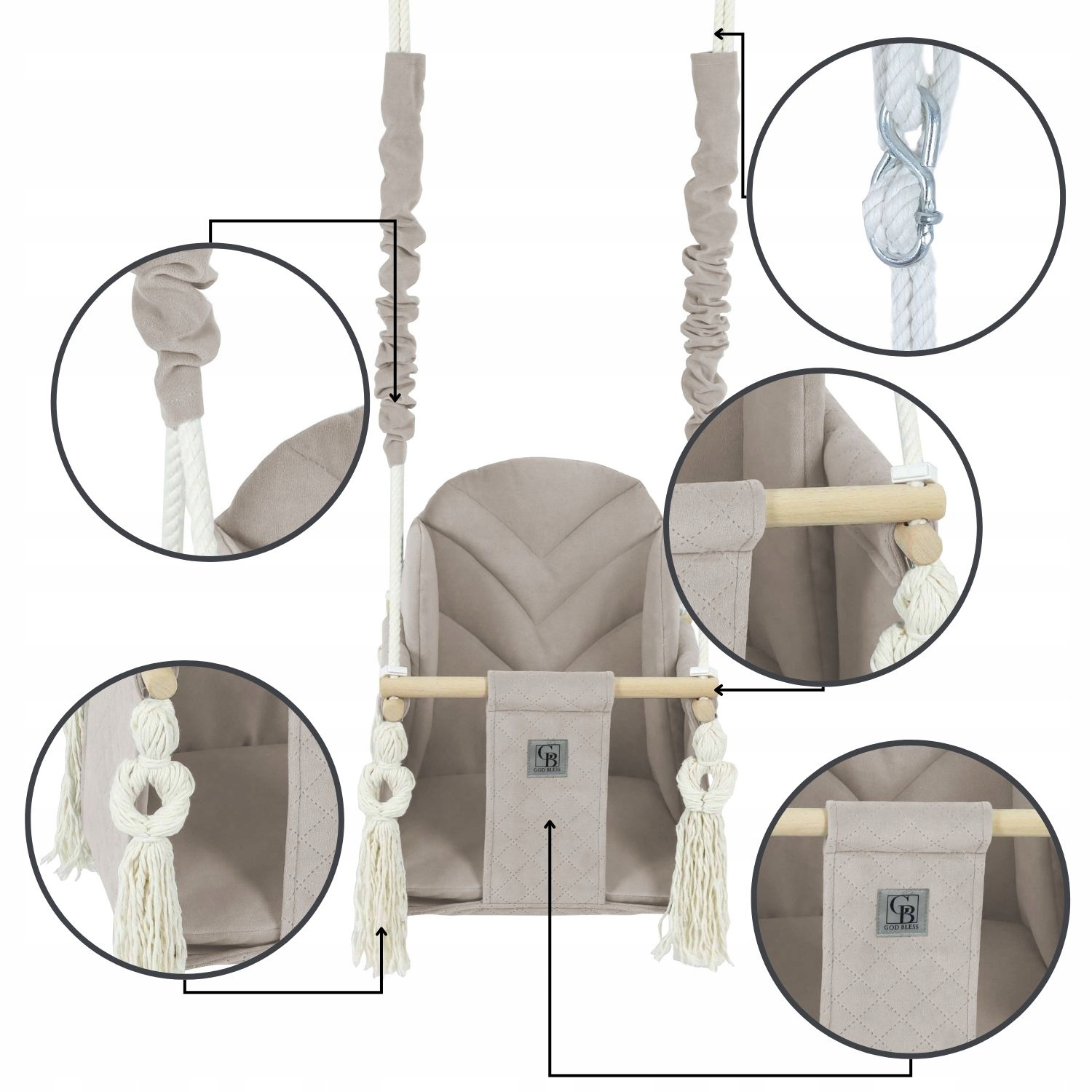 HUŚTAWKA DLA DZIECI DO DOMU REGULOWANA PRODUCENT CERTYFIKAT - CE Rodzaj huśtawka kubełkowa