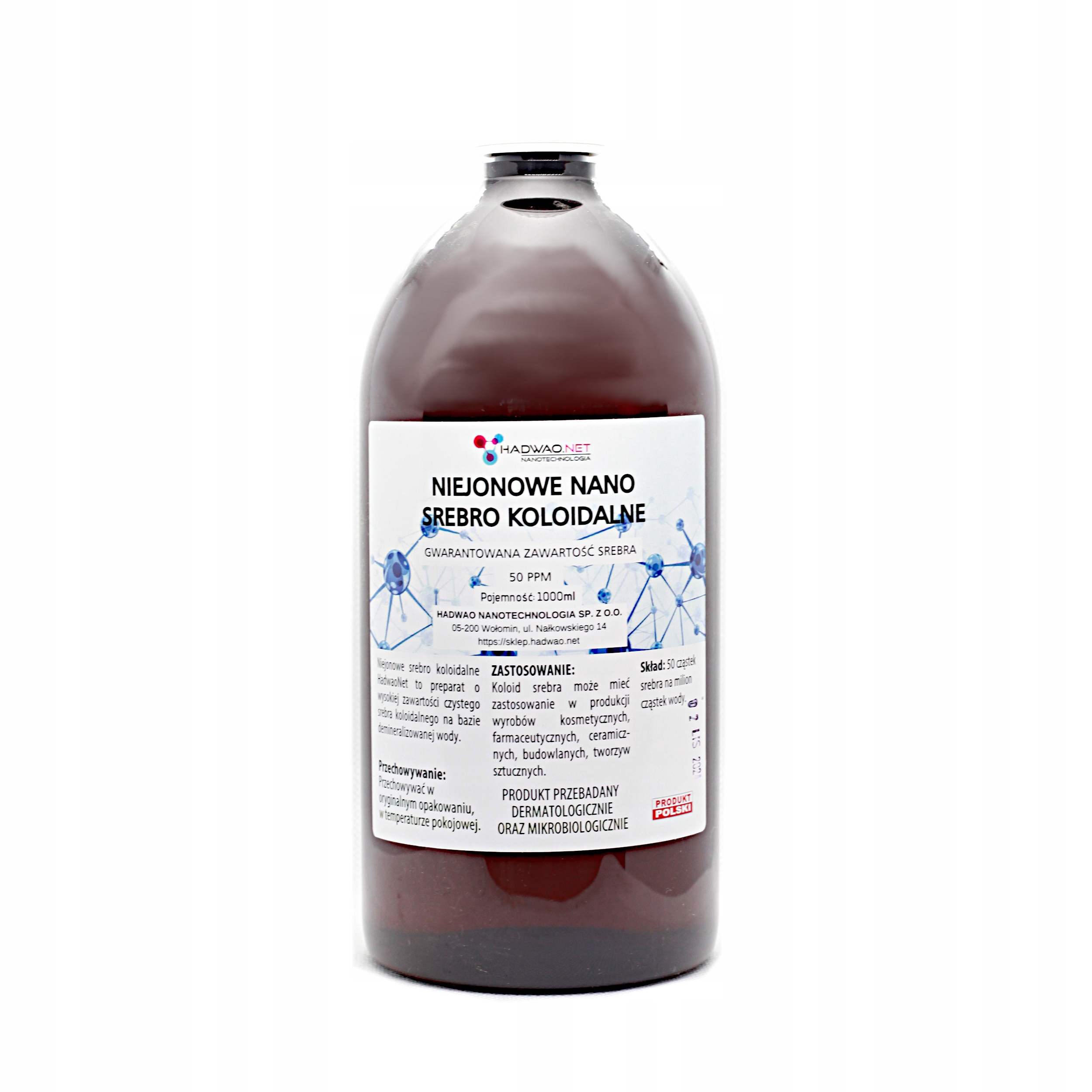 

Niejonowe nano srebro koloidalne Ag 50 ppm 1000ml