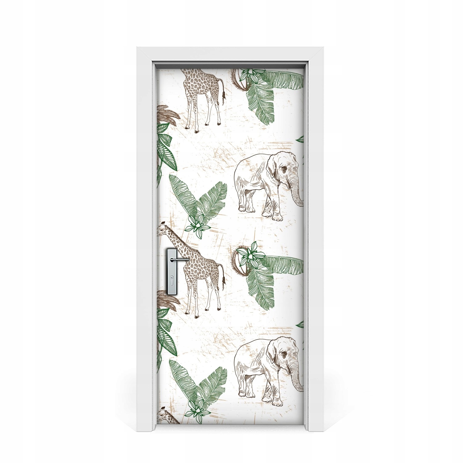 

Fototapeta naklejka drzwi Żyrafy Słonie Palmy