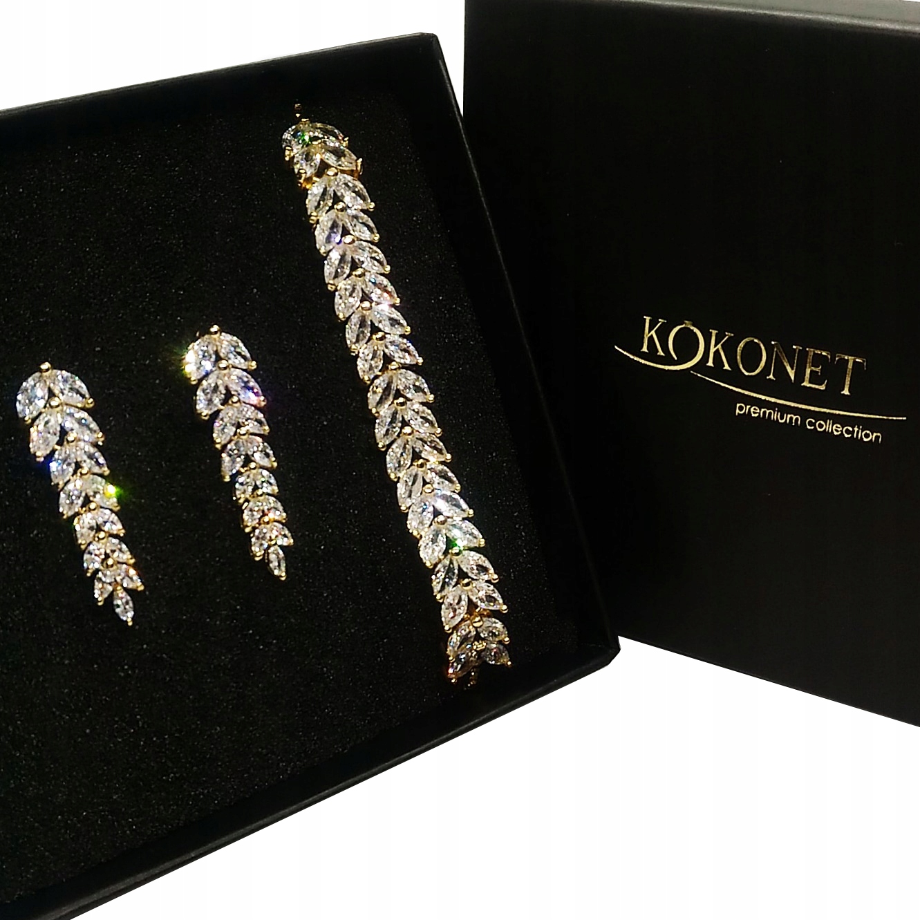 Zlatý komplet náušnice, náramek Vysoká kvalita