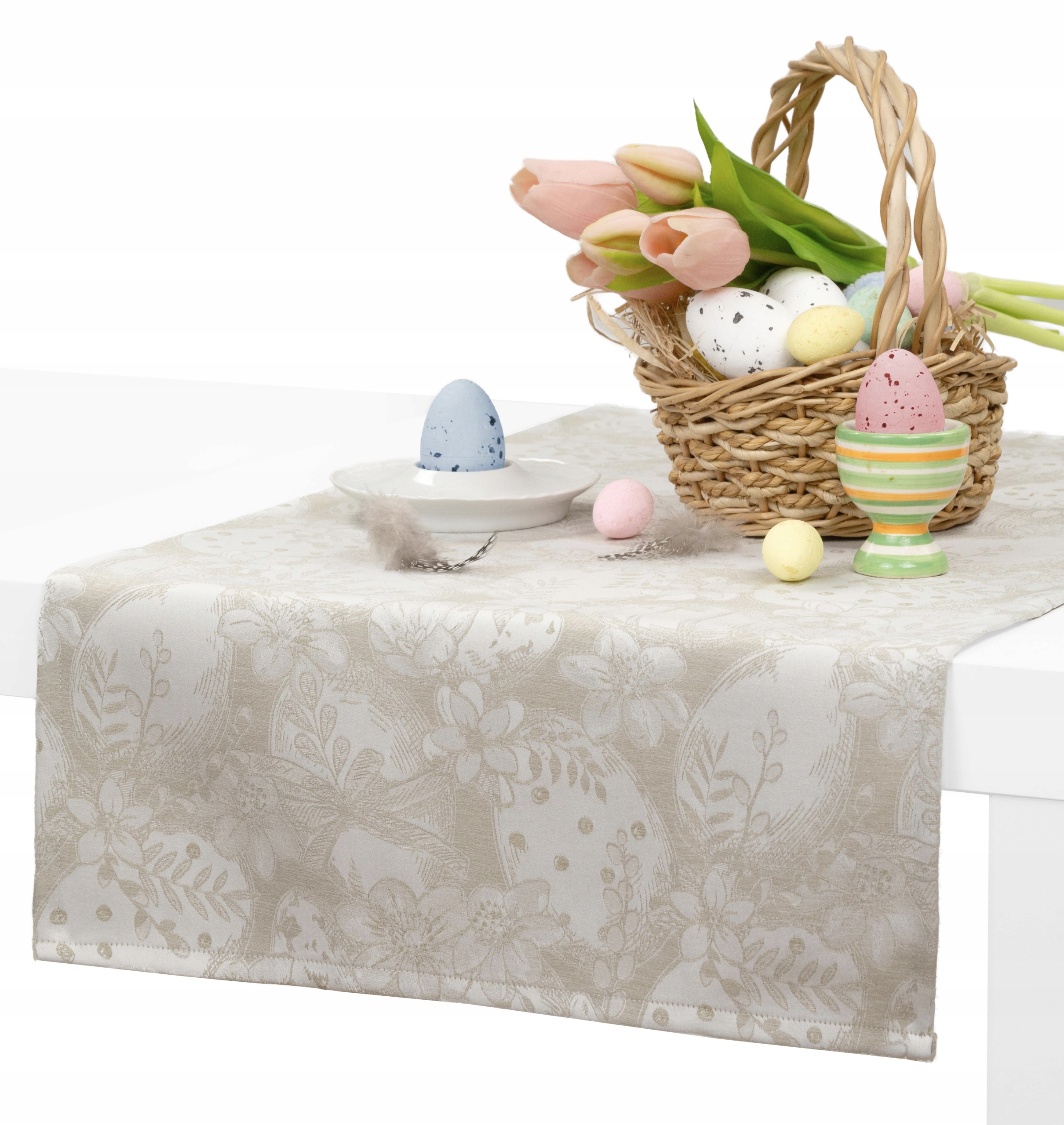 Obrus bieżnik na stół wielkanocny świąteczny plamoodporny szyty 160X450