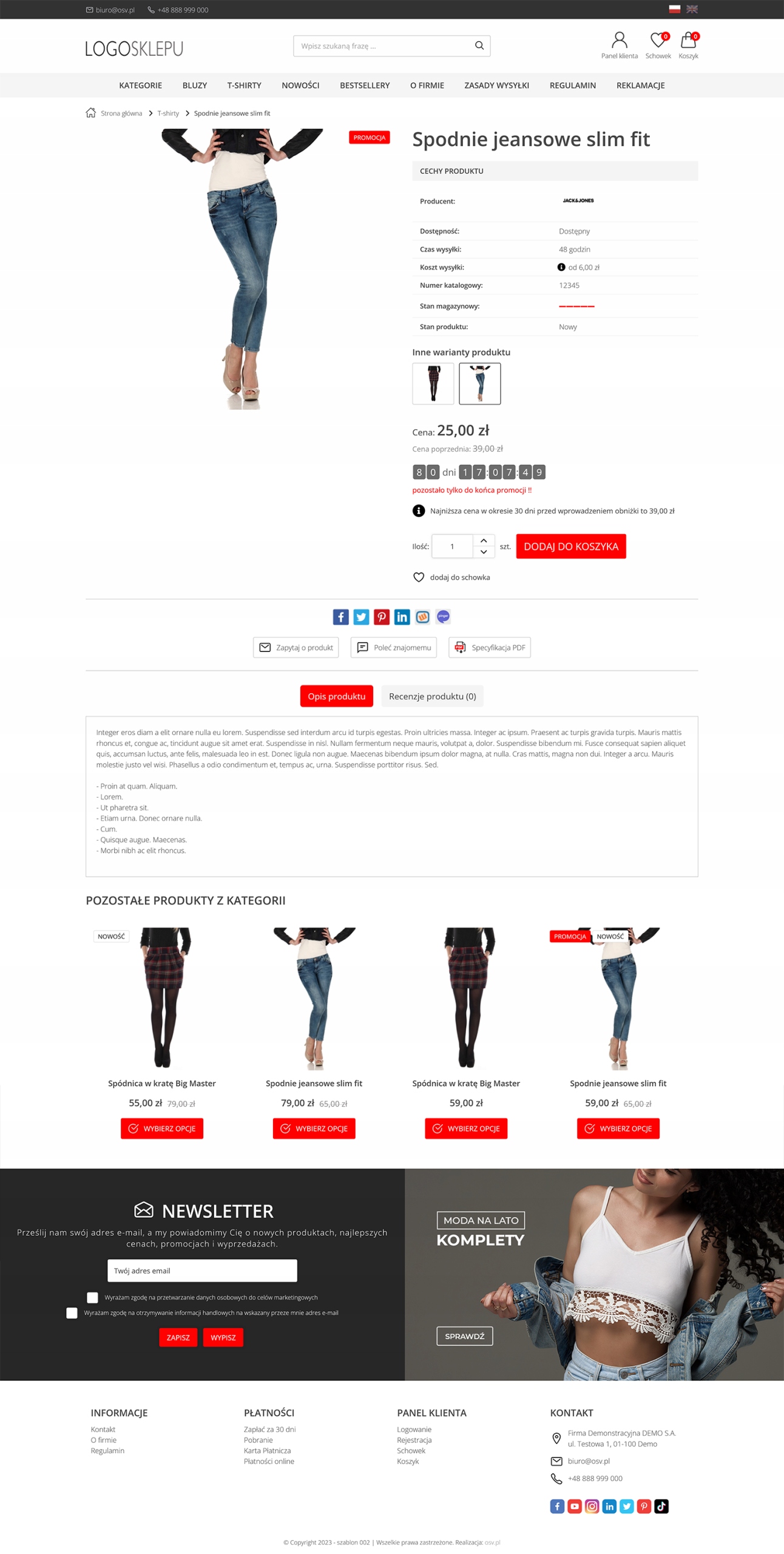 SKLEP INTERNETOWY + SZABLON PREMIUM 002 + SERWER 12mcy + SSL + DOMENA Rodzaj serwisy internetowe