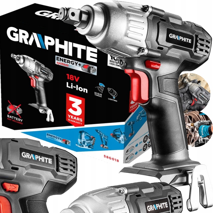 Rázový Uťahovák Akumulátorový Skrutkovač Graphite Energy+ 18V 180NM