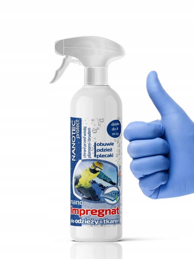Impregnat hydrofobowy do odzieży oddychający bezbarwny 0,5L+rękawiczki Nano