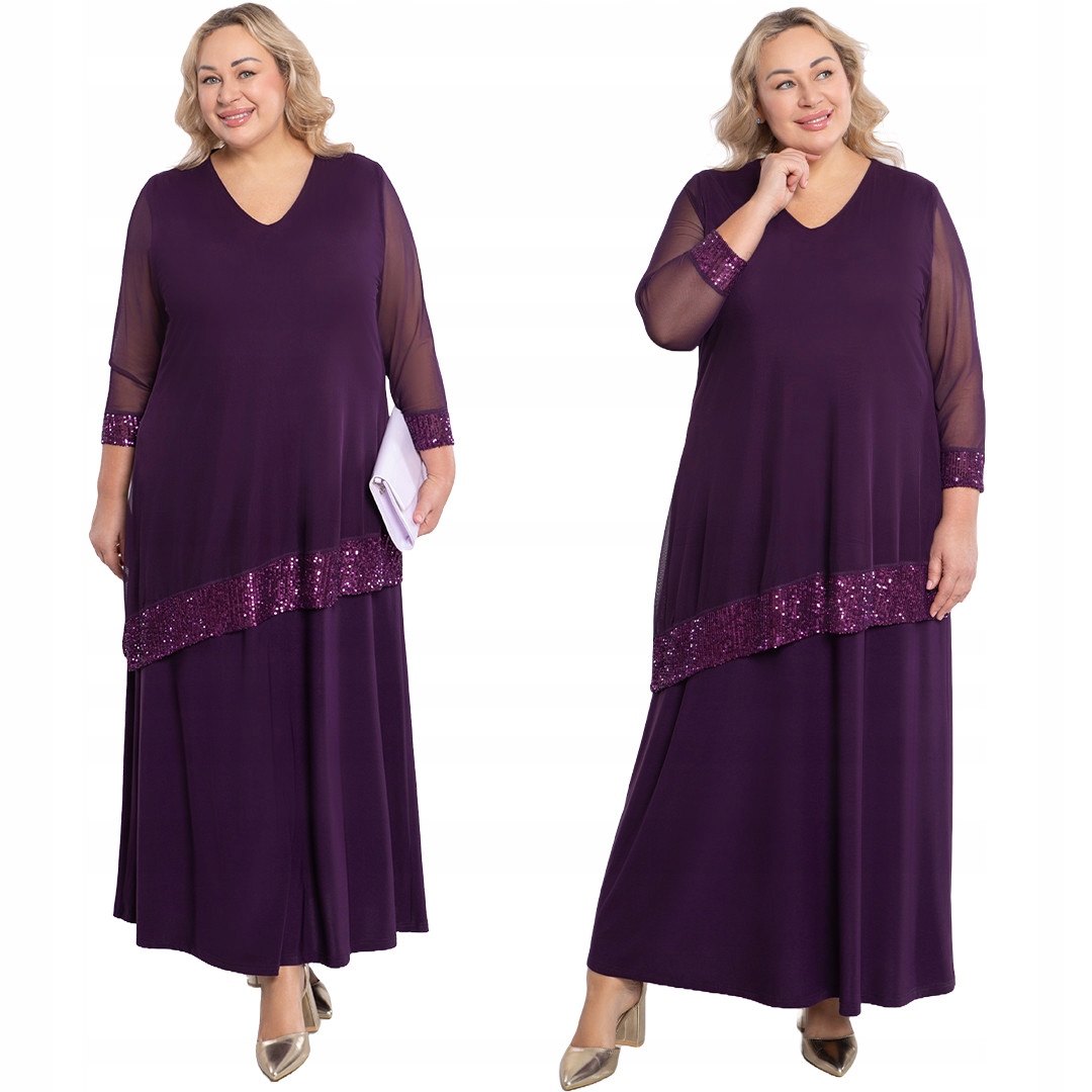 Fialová síťovaná šaty s flitry 62