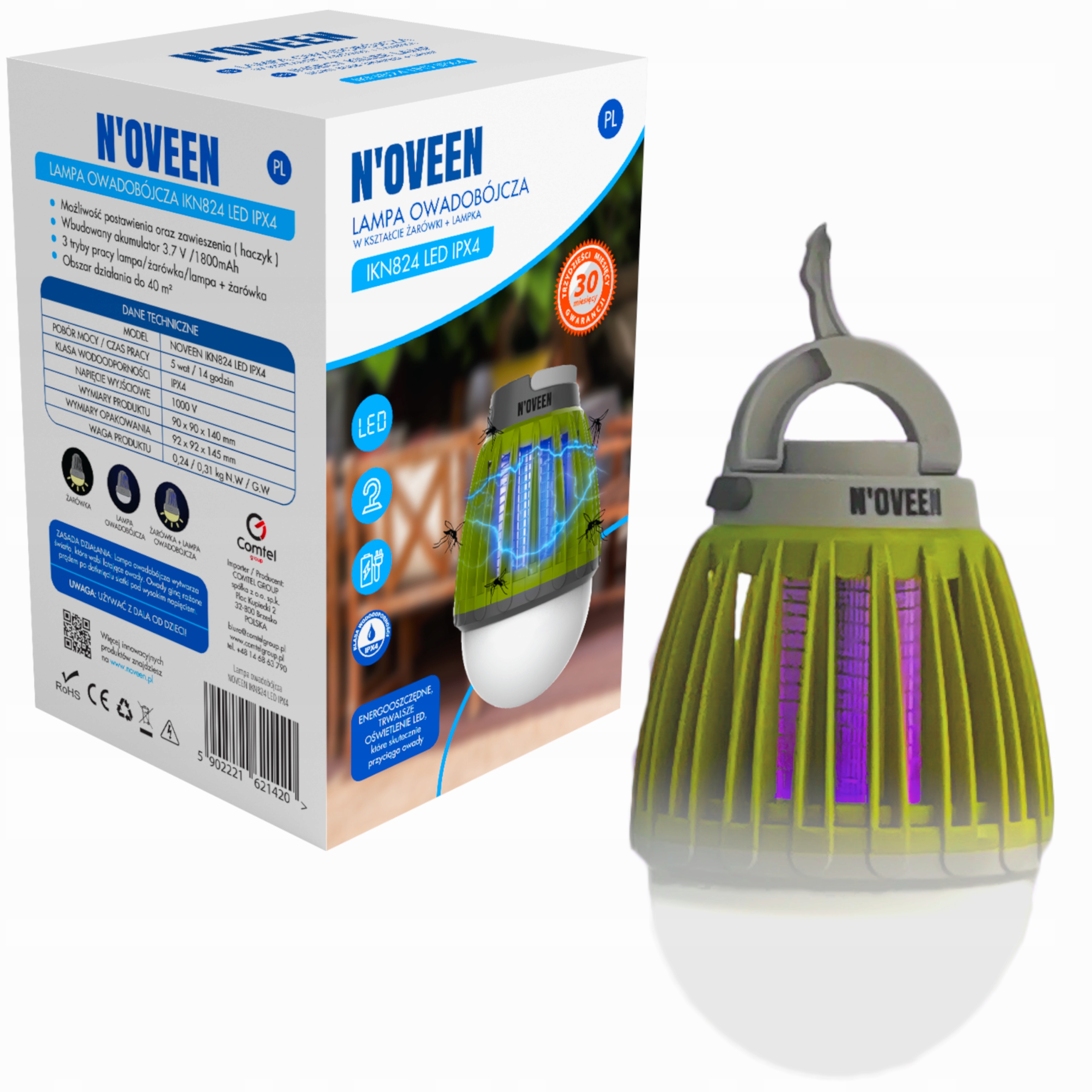 

Lampa Na Owady Komary 2w1 lampka akumulator namiot