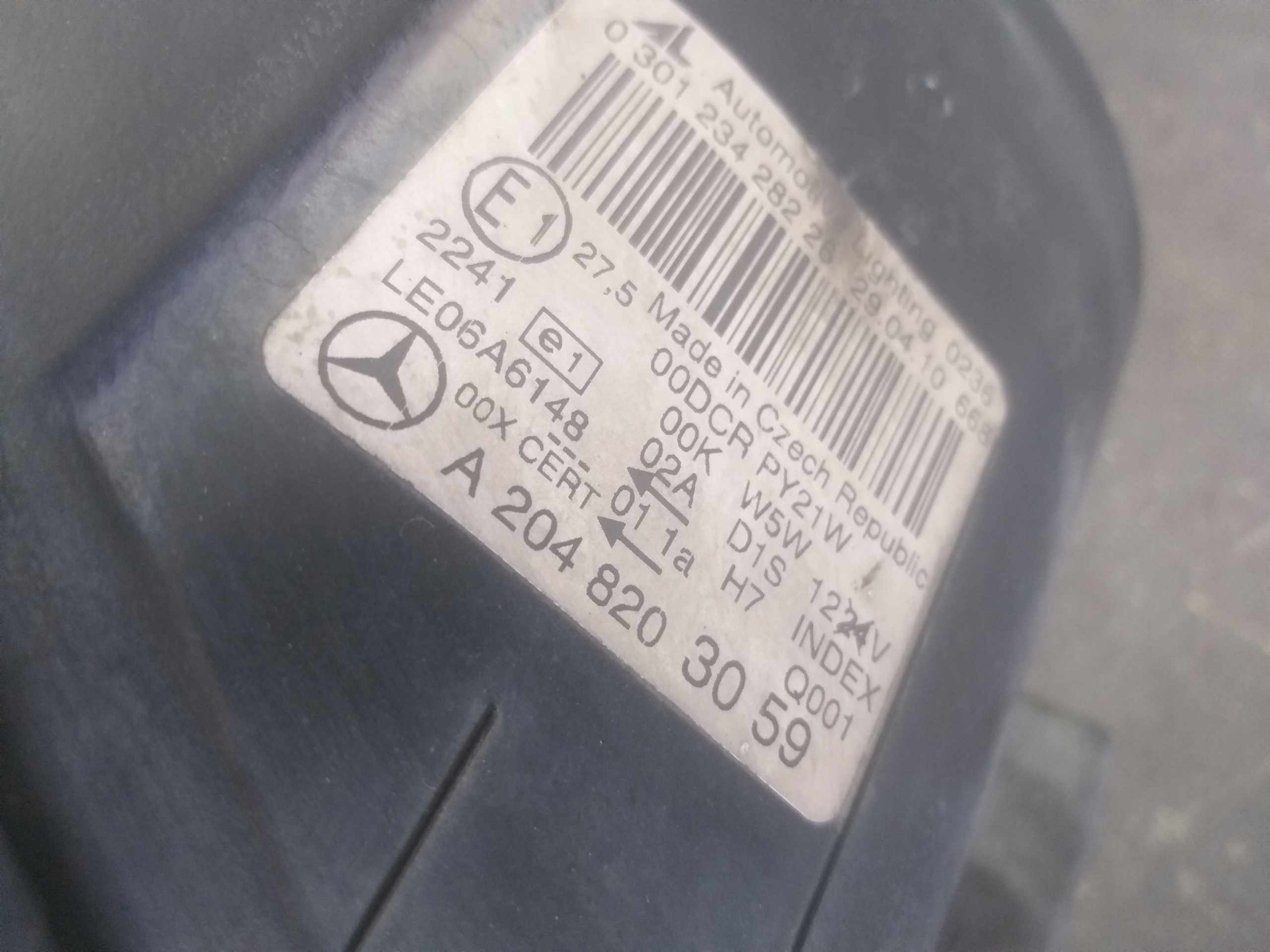 light front right MERCEDES C KLASA W204 07-10 XENON positioning A2048203059
