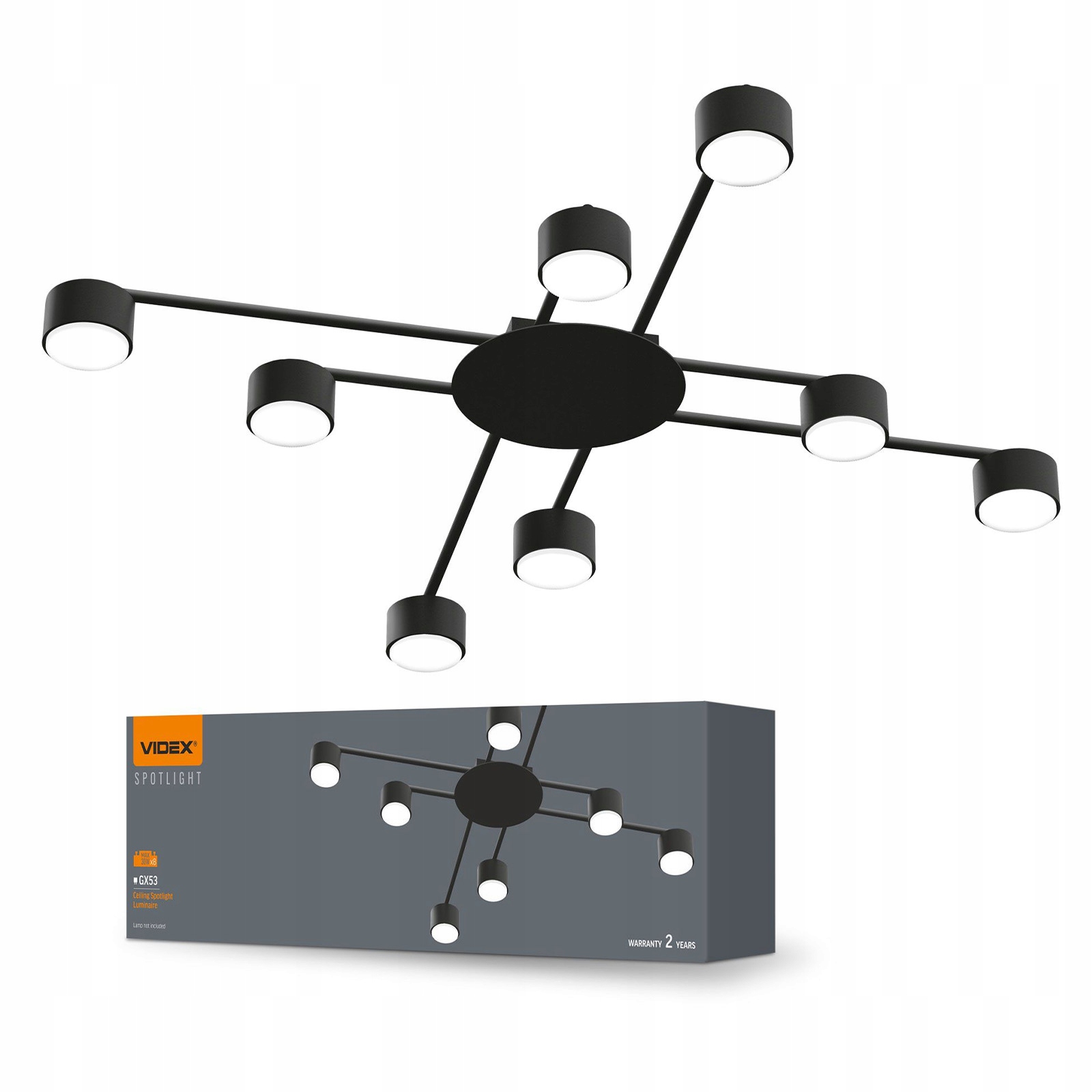 Stropní Svítidlo Lustr Svítidlo 8x GX53 Led Černá Moderní Videx