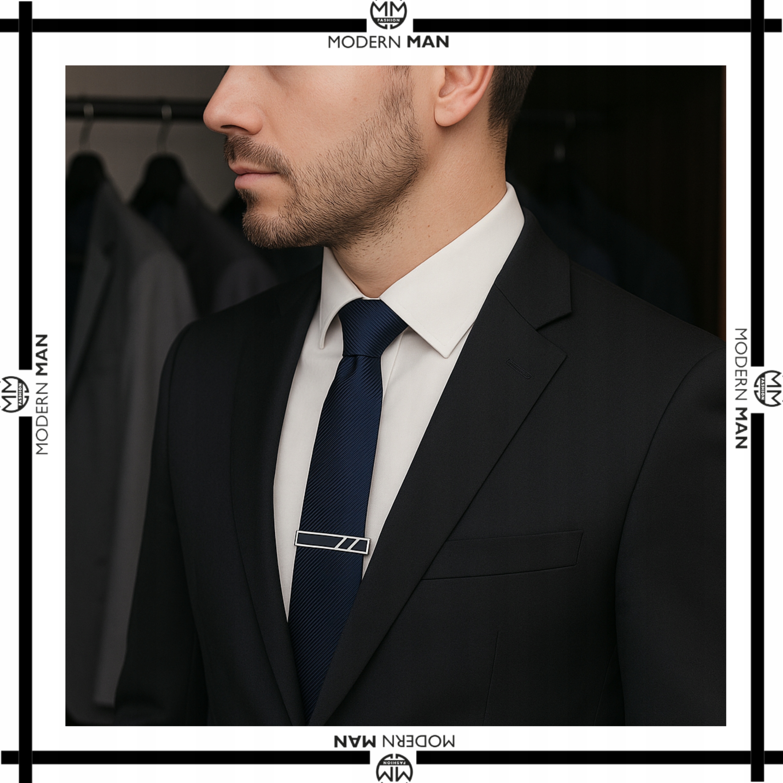 SPINKA DO KRAWATA CZARNA MODERN MAN ELEGANCKA KLIPS PREZENT MĘSKI PUDEŁKO Marka inna