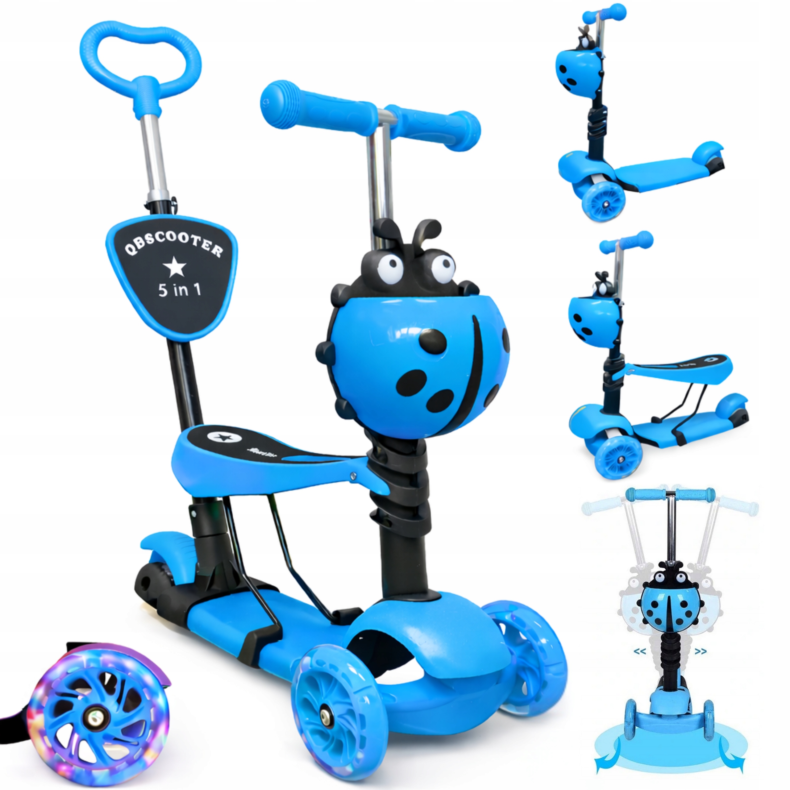 Hulajnoga Dla Dzieci Biedronka 5w1 Trójkołowa Balansowa Led Z Koszyczkiem