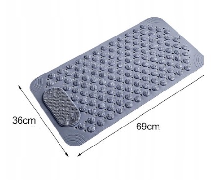 Matta Do Lázně Pvc Šedá Protiskluzová 27x14'' Se Savci Úprava Kůže Nohou