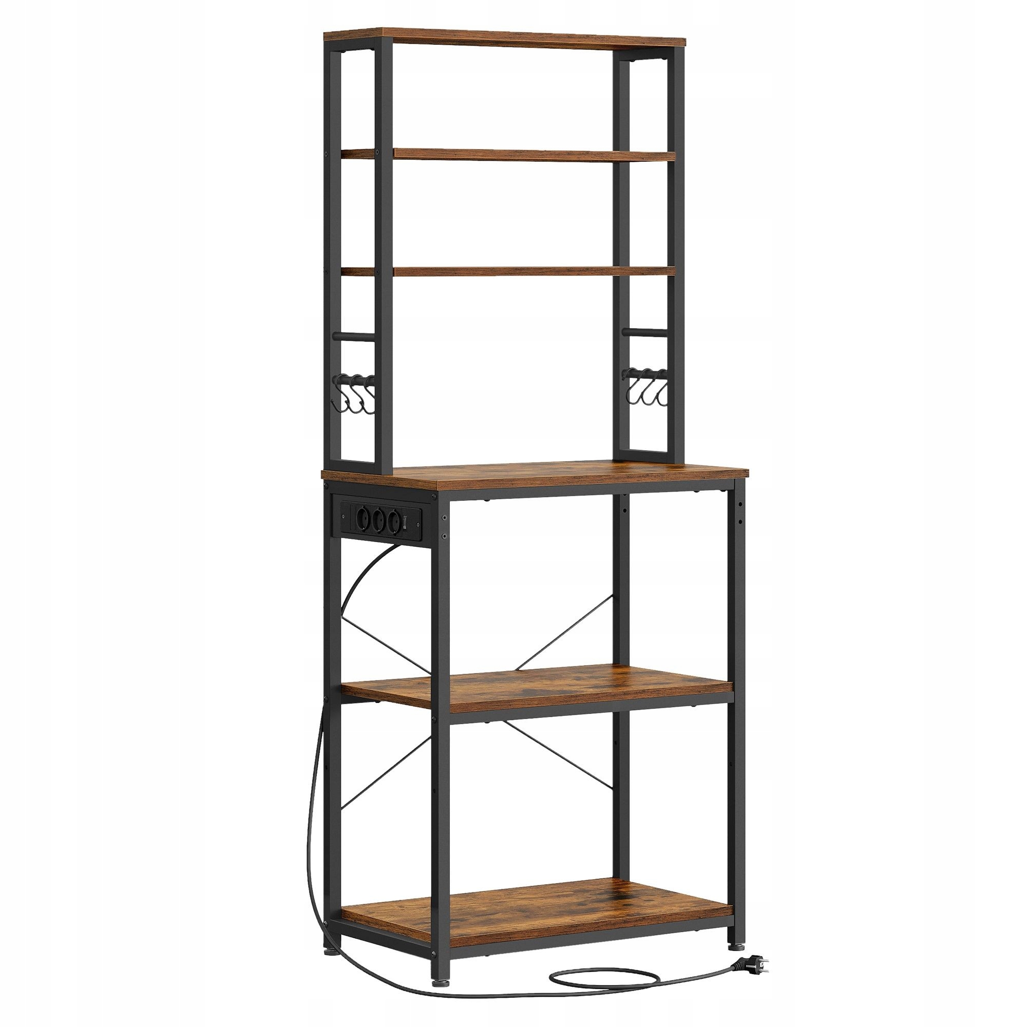 Loftový kuchynský regál s praktickou napájacou lištou a 6 policami 167 cm