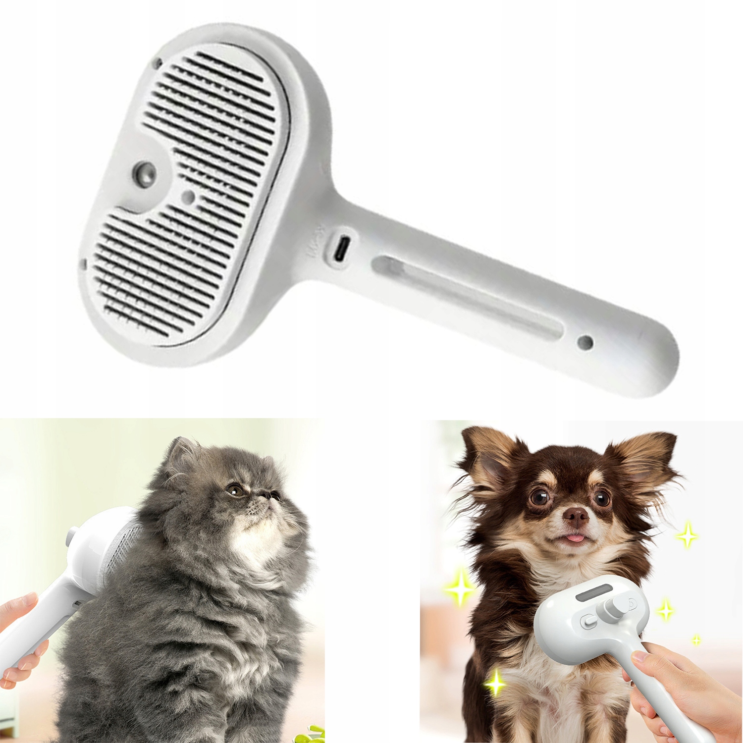 Levně Elektrický Parní Kartáč Pro Psy A Kočky Samočistící Na Srst
