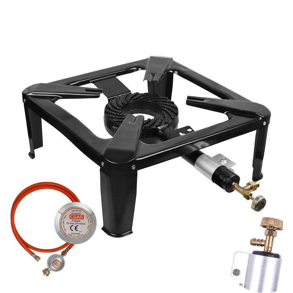 Plynový Hořák Litinová Stolička Sporák 40x40cm 8kW Set Hadice Reduktor
