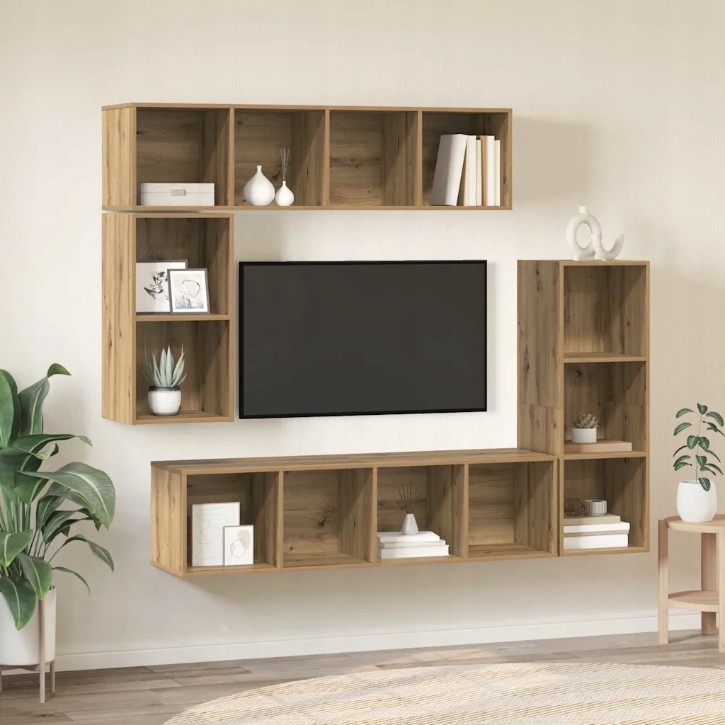 vidaXL Sestava Tv skříněk 4 pcs Artisanový dub kompozitní dřevo