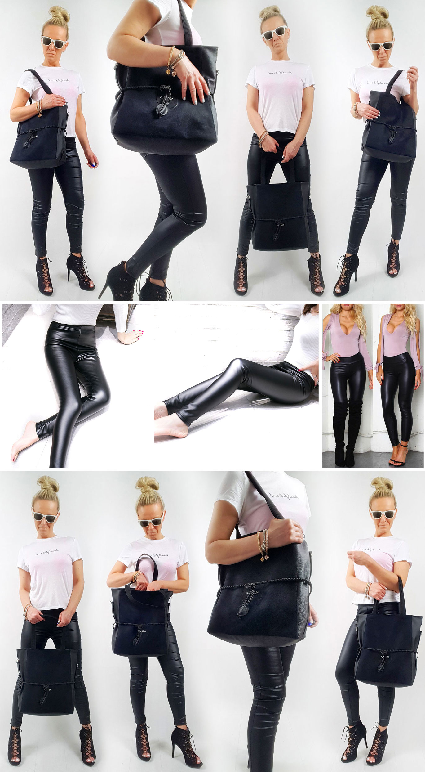 SKÓRZANE LEGINSY LATEX RURKI GETRY SPODNIE LATEKS Zapięcie brak