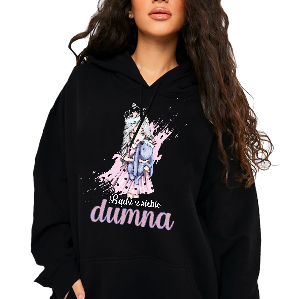 Mikina S Kapucí Bavlněná mikina Buď Na Sebe Pyšná Ženská motivace L