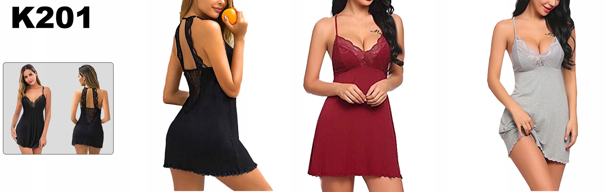 KOMPLET BIELIZNY - KOSZULKA + STRINGI (K201) XXL Wzór dominujący bez wzoru