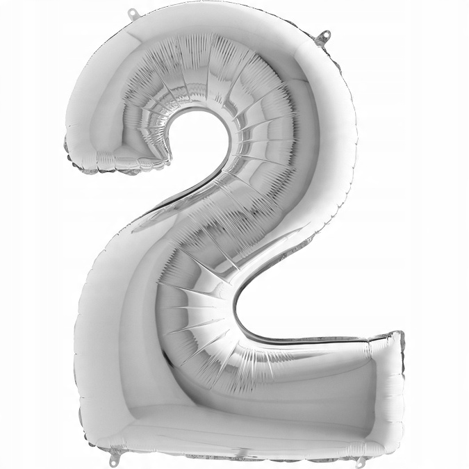 

Cyfra 2 Balon Foliowy na Hel Srebrny Balon 0-9 26'
