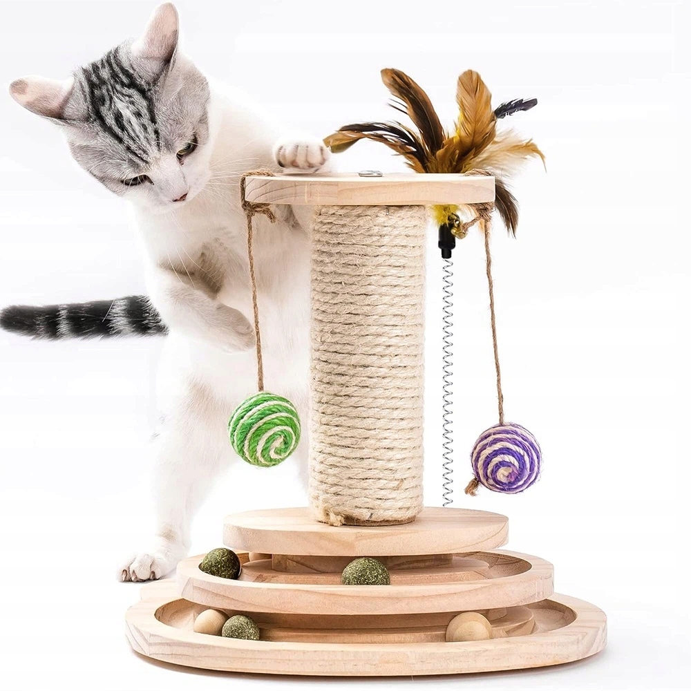 Levně Škrabadlo Pro Kočky Hračka Věž Snadná Montáž 2 Vrstev Dráhy Pro Škrábání Kočky