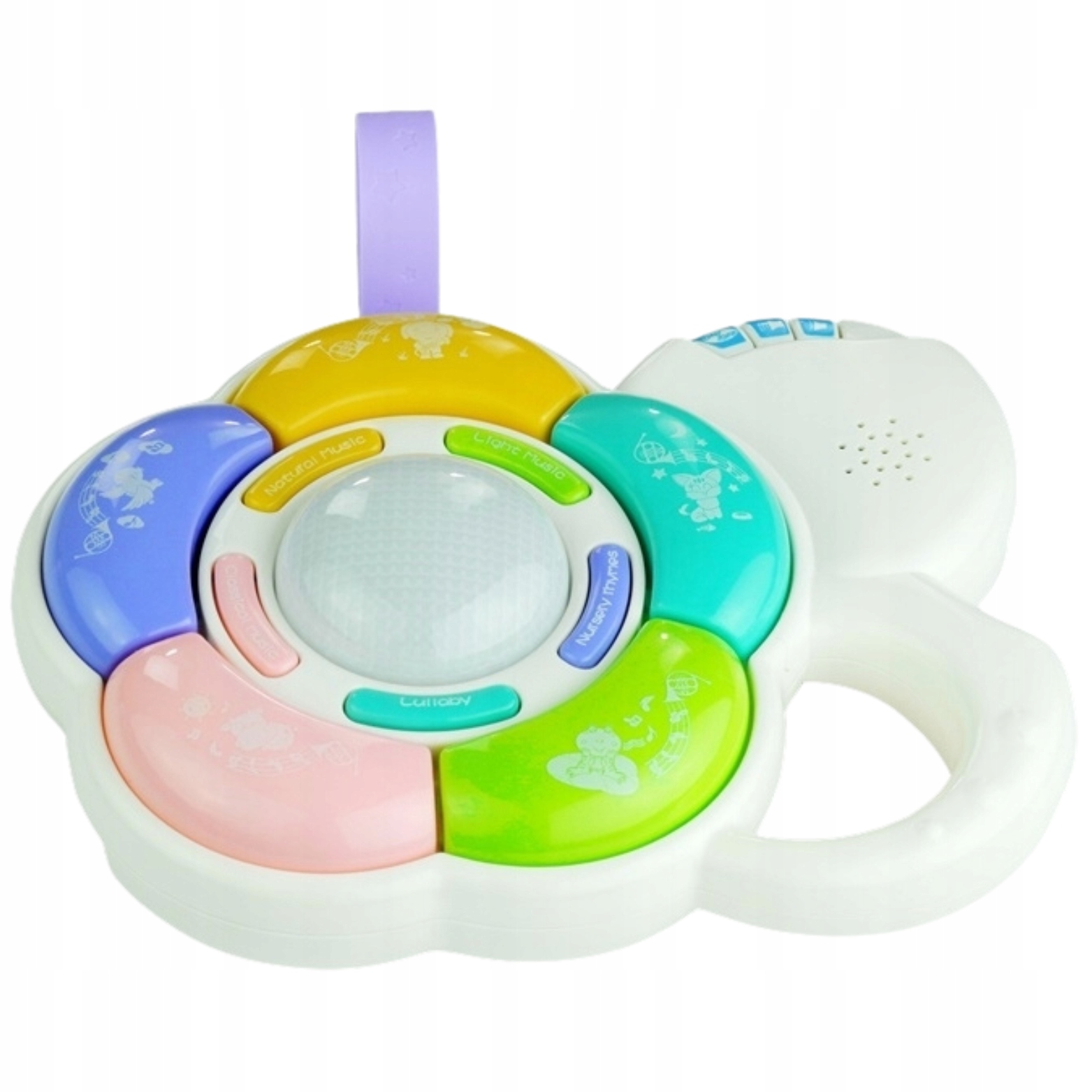 Interaktywna Pozytywka Kwiatuszek Światełka Różnorodne Melodie Zwierzątka Materiał plastik