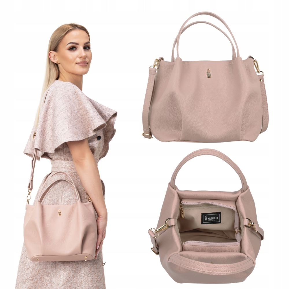 Wojewodzic Camila růžová dámská kožená kabelka přes rameno shopper