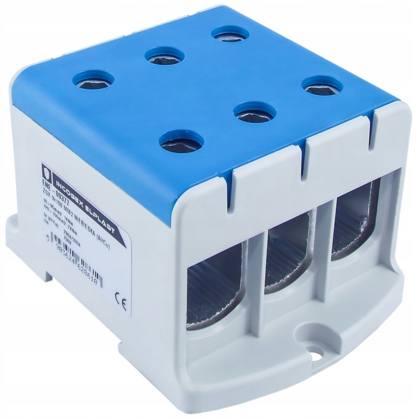 ZŁĄCZKA SZYNOWA JEDNOPOLOWA ZGX 3x150 MM2 NIEBIESKA (Al/Cu) INCOBEX