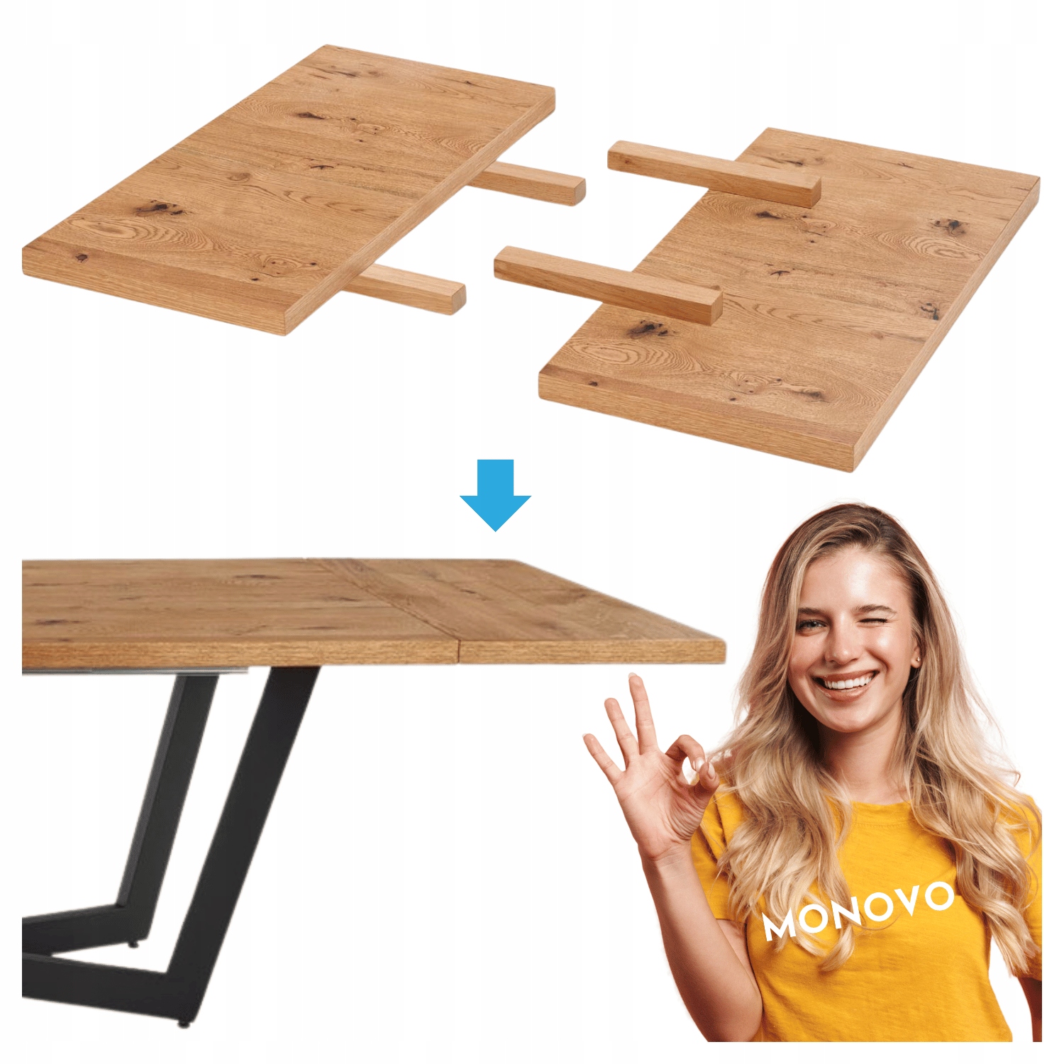 Przedłużka Dostawka do Stołu Massive 90x45 cm Dąb