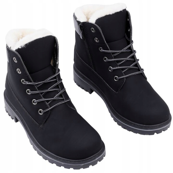 Śniegowce buty zimowe ocieplane trapery czarne
