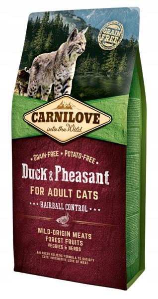 Levně Krmivo Carnilove Adult Cats Hairball Control Duck & Pheasant 6kg