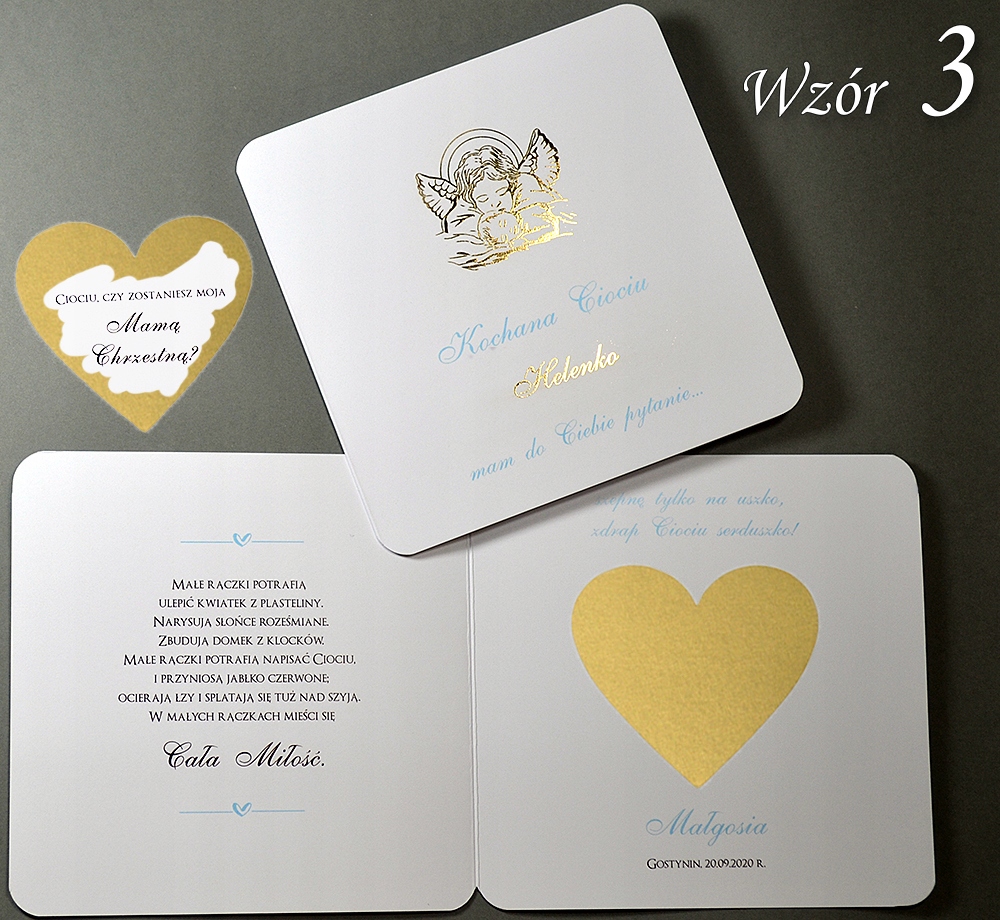 Prośba Pytanie Zdrapka Chrzestnej PERSONALIZOWANA Kształt kwadratowy