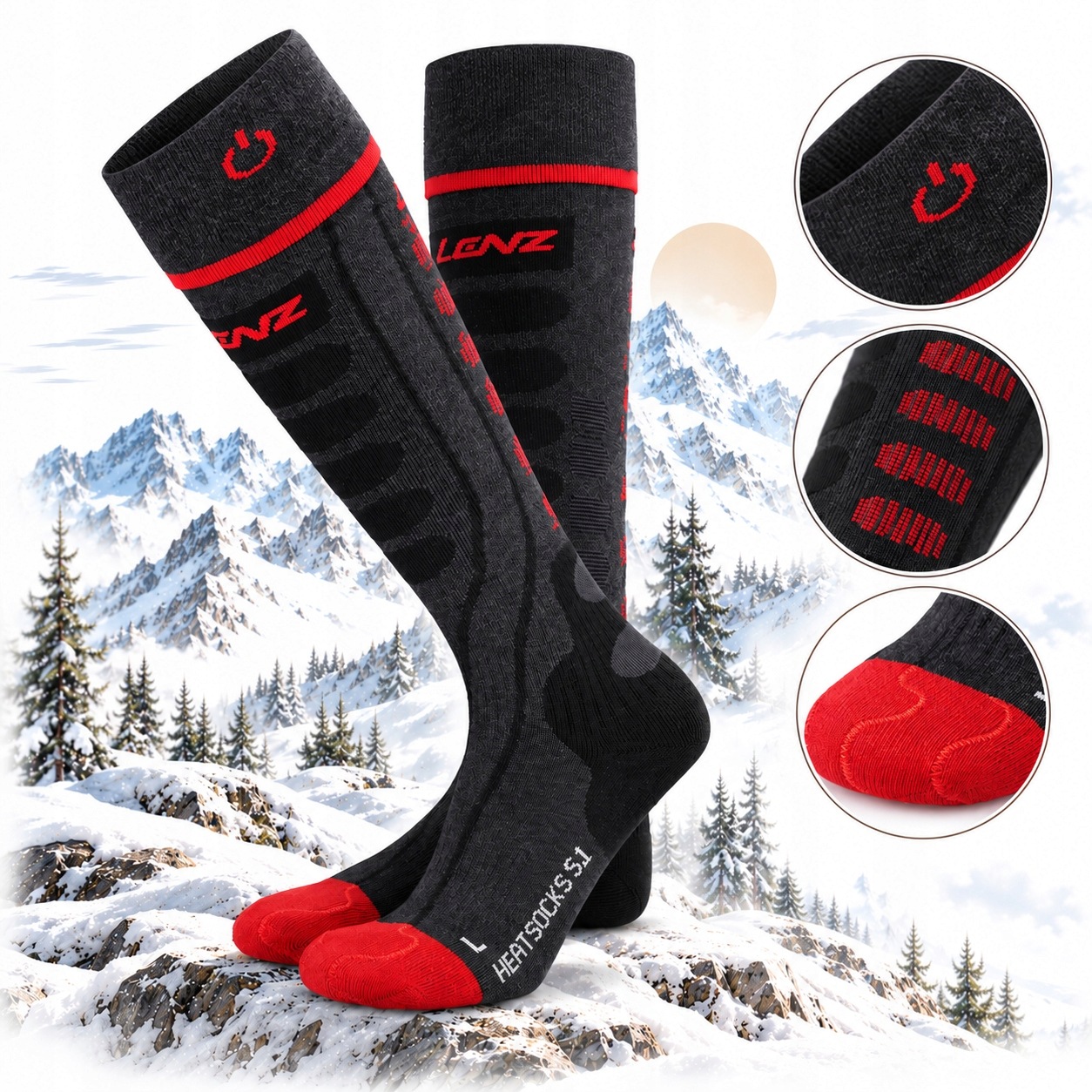 Skarpety narciarskie podgrzewane Lenz Heat Sock 5.1 Toe Cap Regular 35-38