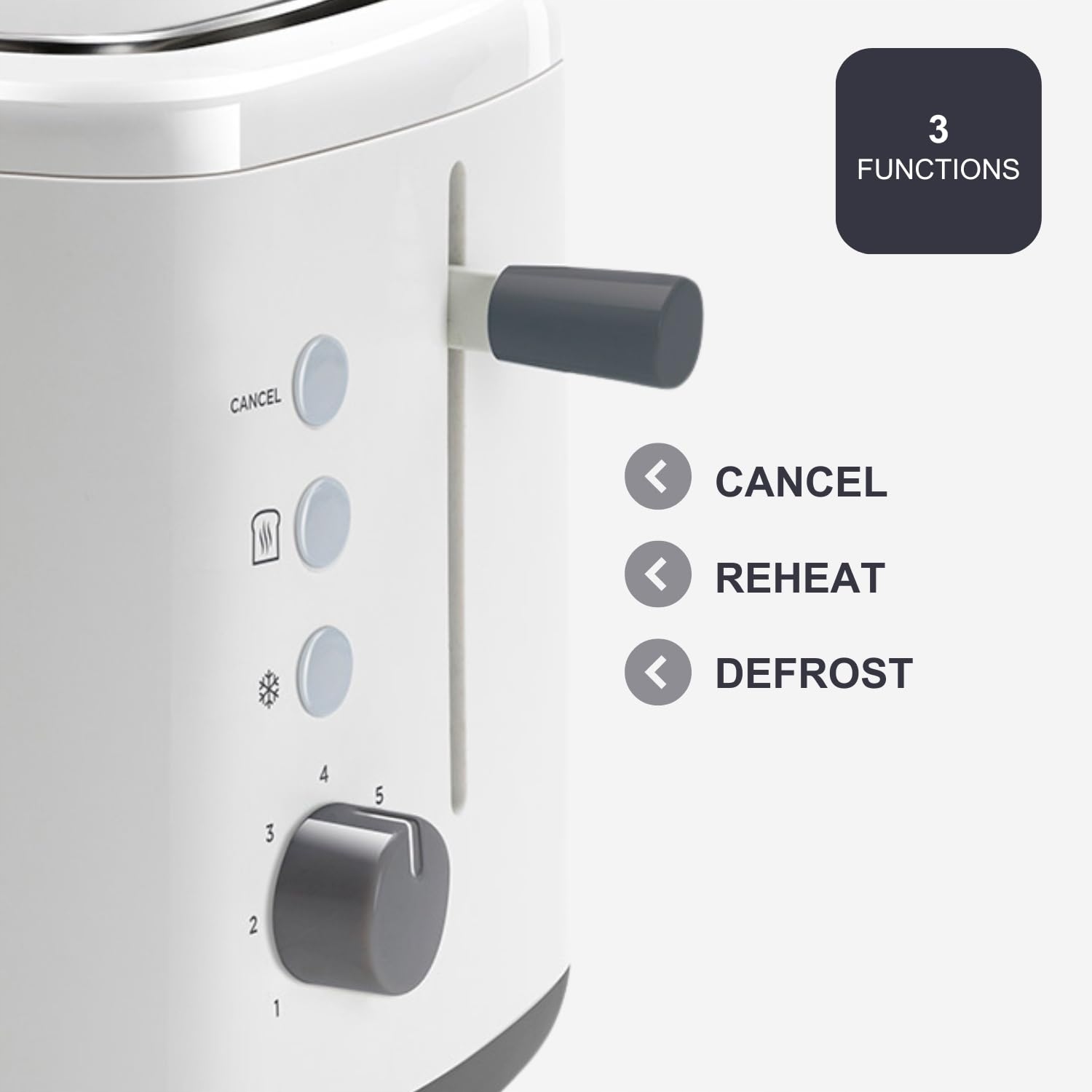 BLACK+DECKER Toster 820W 2 Szerokie Szczeliny 7 Stopni Opiekania Biały — miniatura 3