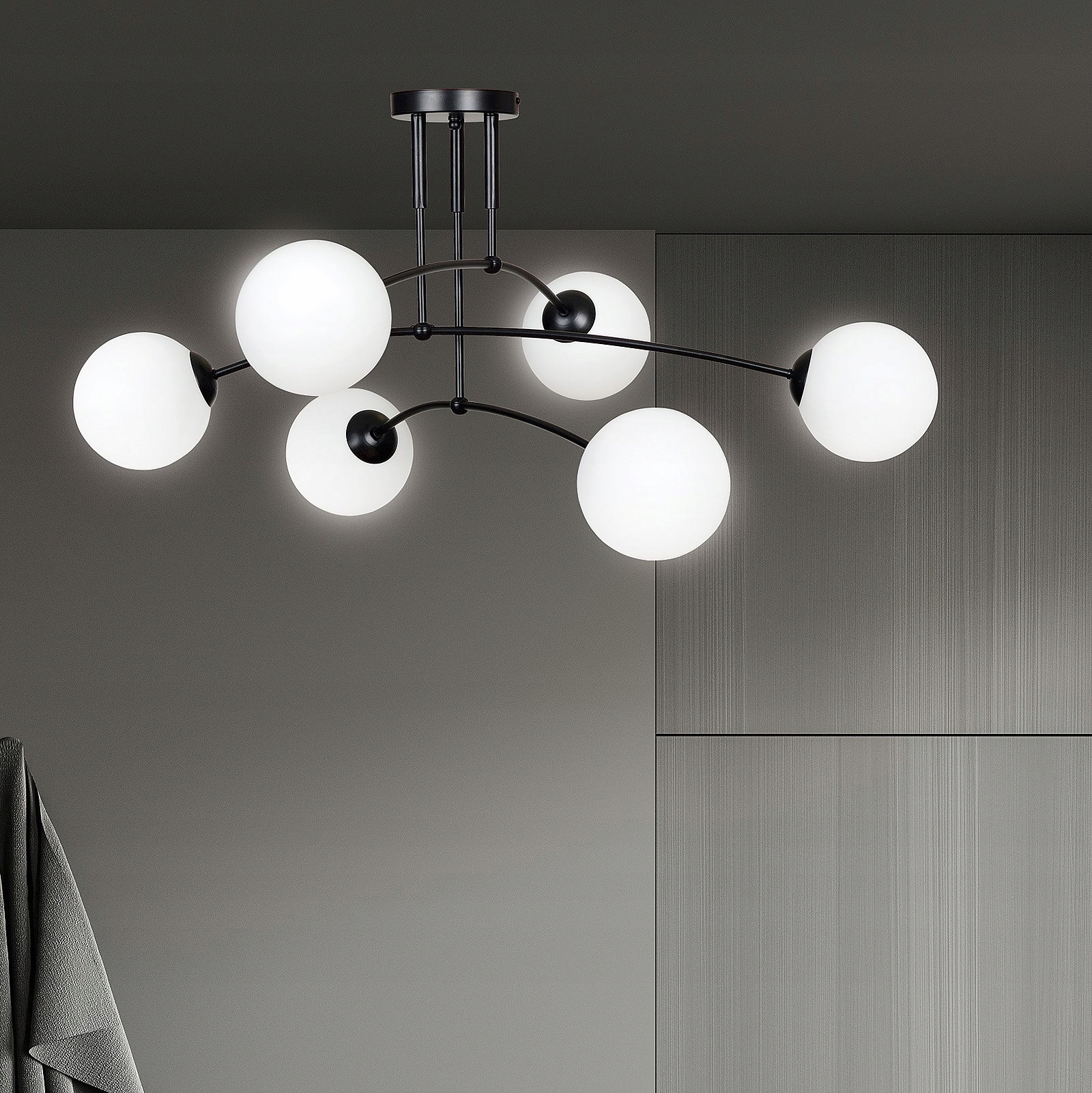 Osvetlenie na zavesenie nad pohovku/roh v obývacej izbe Pregos sklo E14