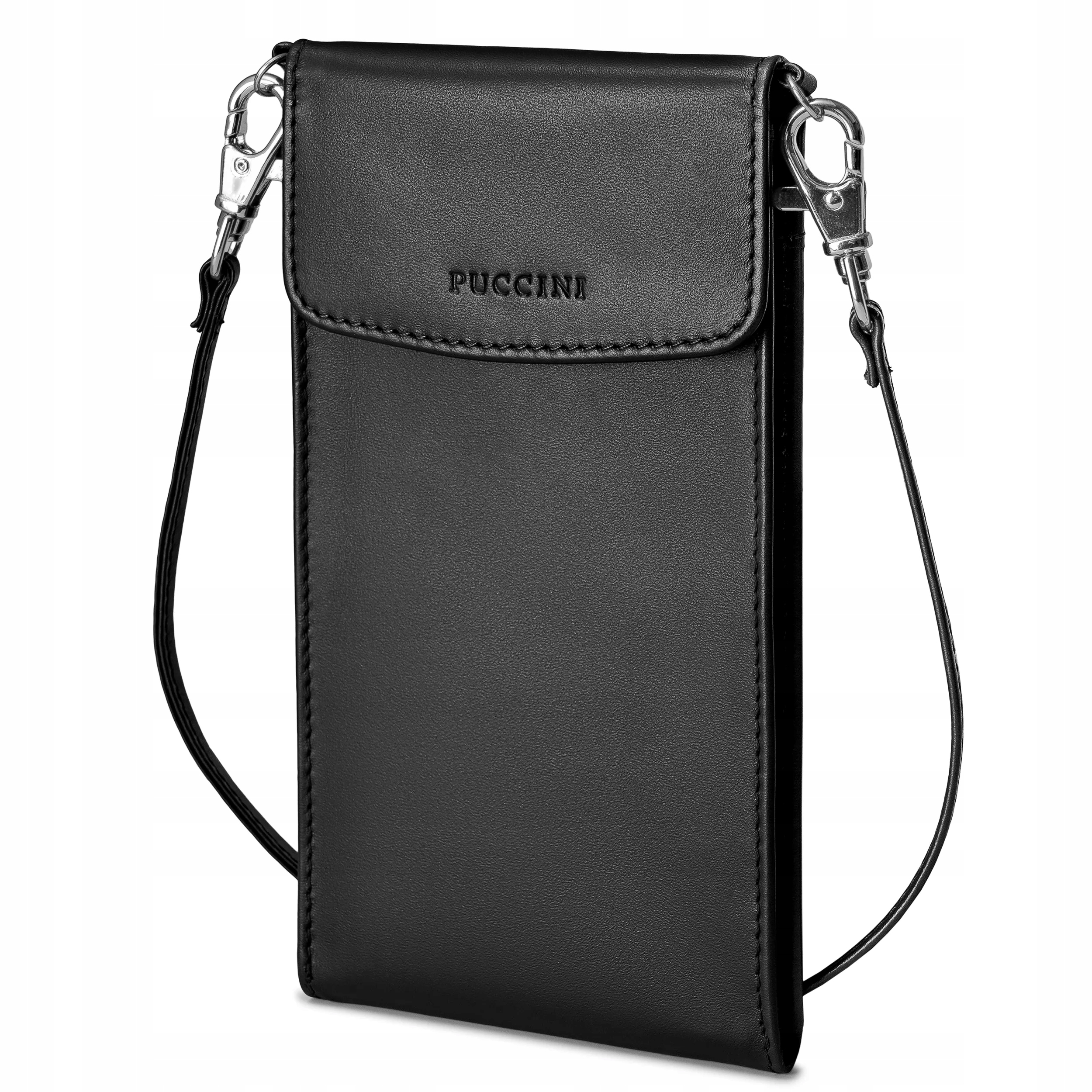 Dámská kožená kabelka na telefon Crossbody černá Puccini VC92525-1