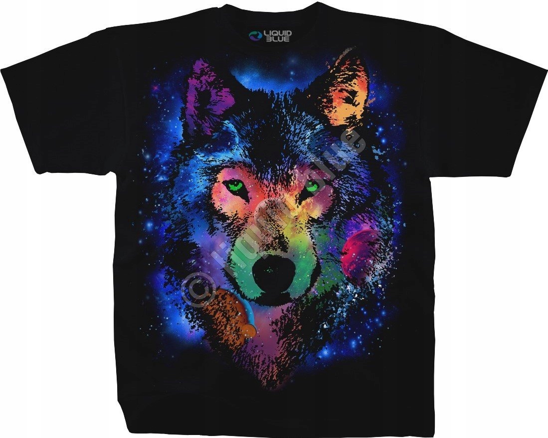 Tričko Vesmírný vlk Cosmic Wolf Liquid Blue M