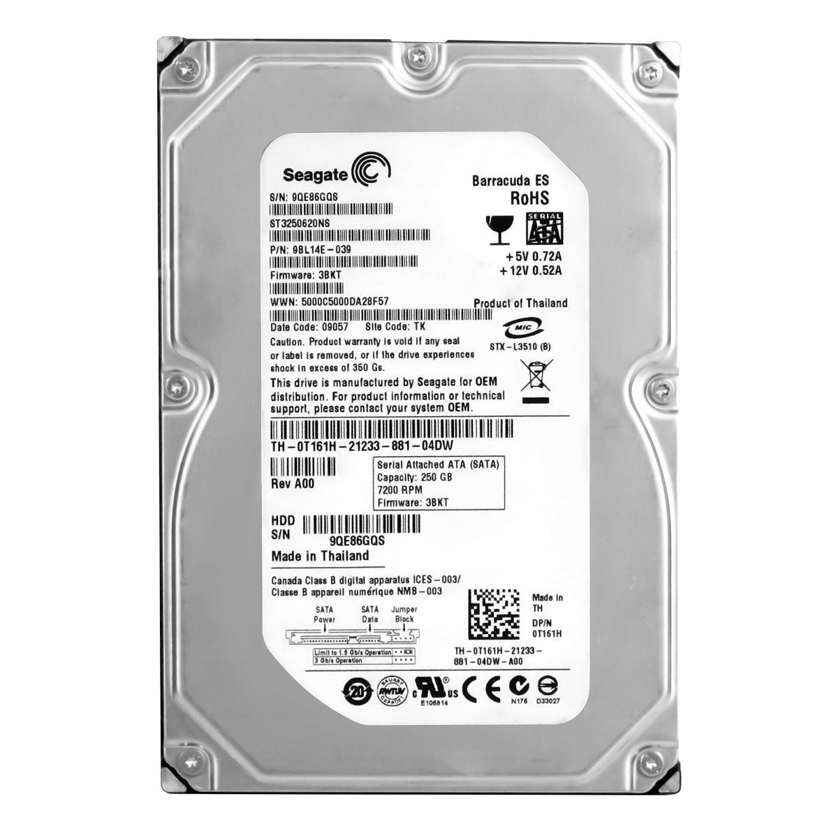 Dell 0T161H 250GB 7.2K 16MB Sata II 3.5'' ST3250620NS