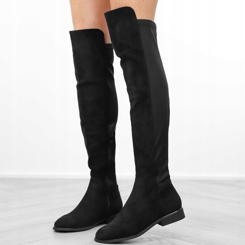 Czarne kozaki damskie płaskie elastyczne QT75P r36 Rozmiar 36