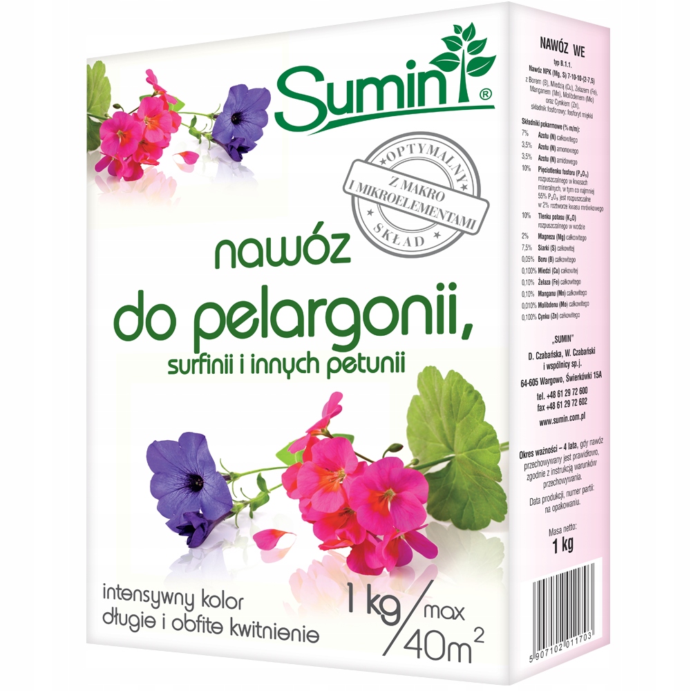 

Nawóz do pelargonii 1 kg intensywny kolor kwiatów