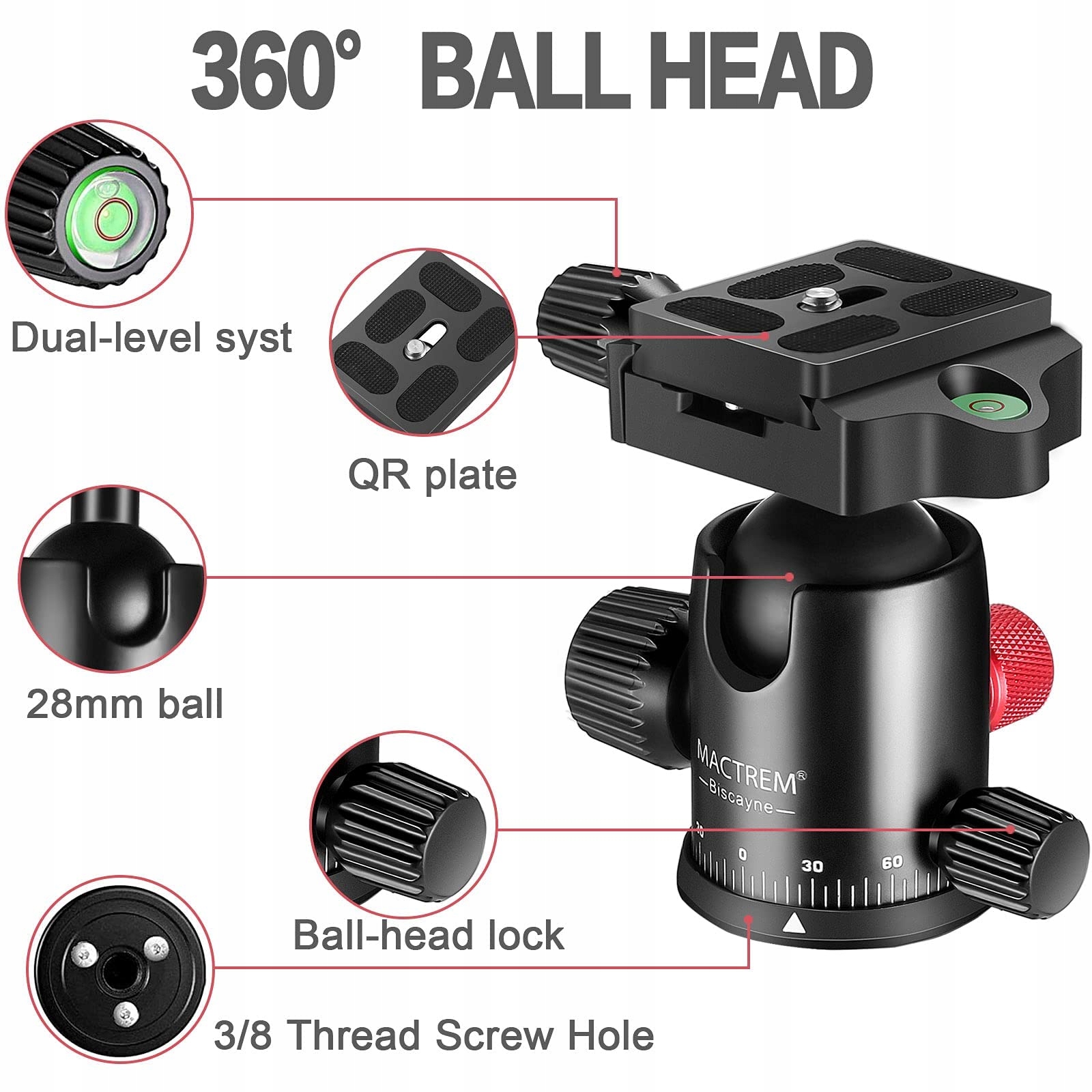 MACTREM Statyw 80" DSLR Profesjonalny Aluminiowy Do Podróży Z Torbą — miniatura 5
